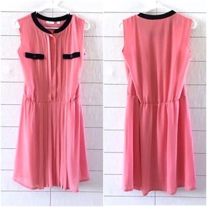 NY&CO Pink Blue Sleeveless Pleated Dress